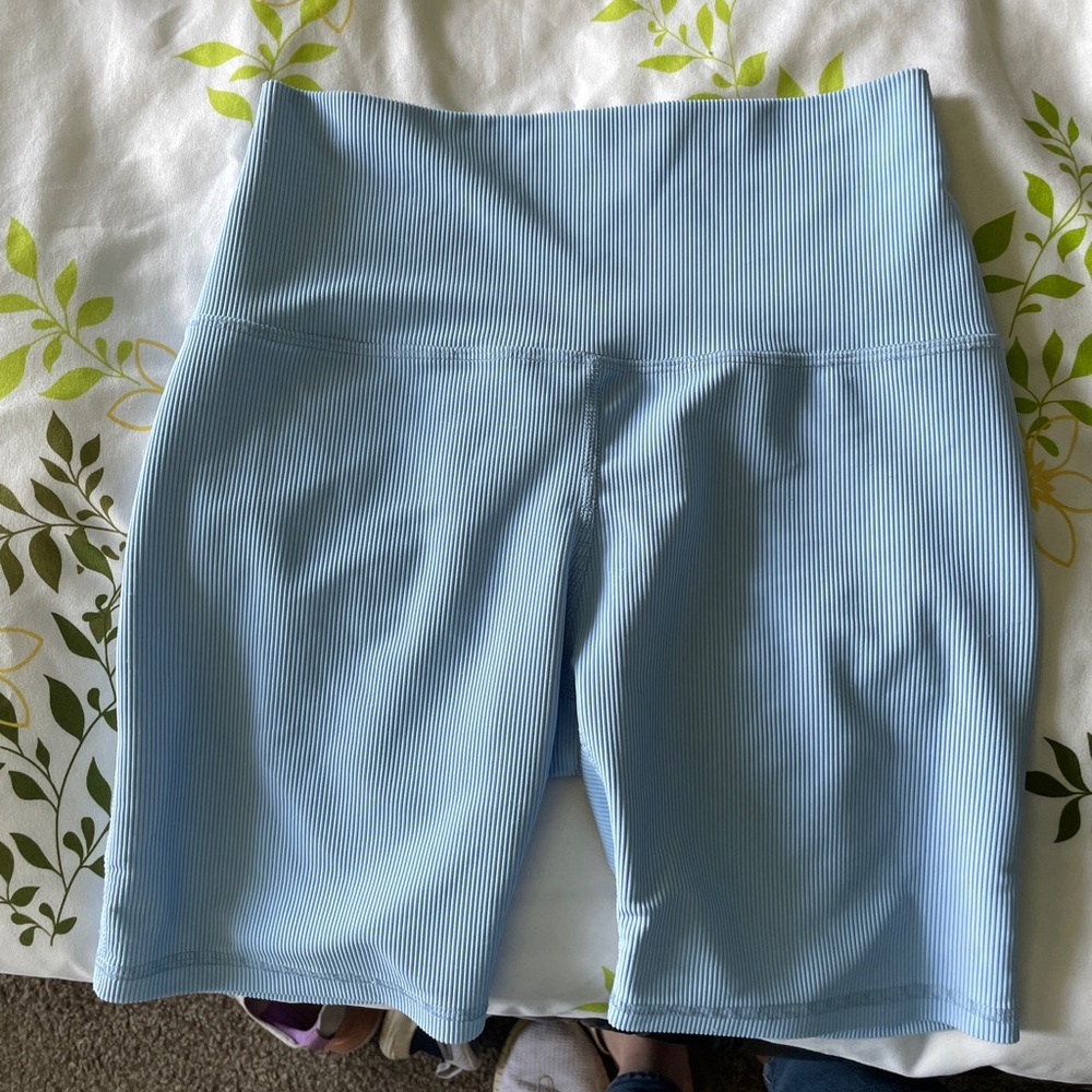 Five Sky Blue Ribbed Bike Shorts